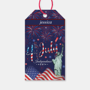 Fireworks Fourth Of July With The Statue Of Libert Gift Tags