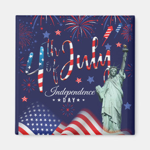 Fireworks Fourth Of July With The Statue Of Libert Magnet