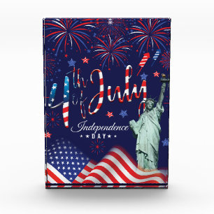 Fireworks Fourth Of July With The Statue Of Libert Photo Block