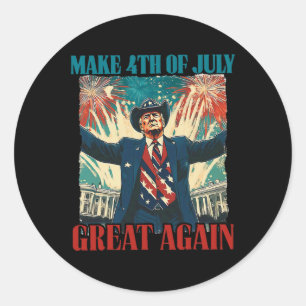 Fireworks Funny Trump American Make 4th Of July Gr Classic Round Sticker