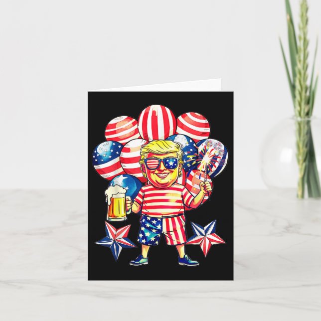 Fireworks Funny Trump Patriotic American Happy 4th Card (Front)