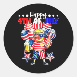 Fireworks Funny Trump Patriotic American Happy 4th Classic Round Sticker