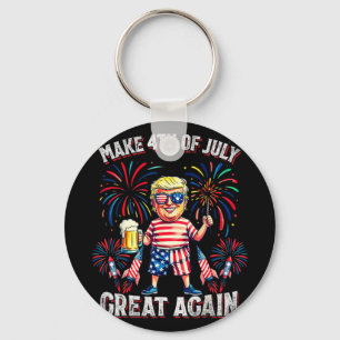 Fireworks Funny Trump Patriotic American Happy 4th Key Ring