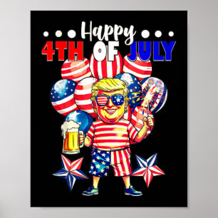 Fireworks Funny Trump Patriotic American Happy 4th Poster