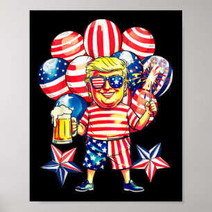 Fireworks Funny Trump Patriotic American Happy 4th Poster