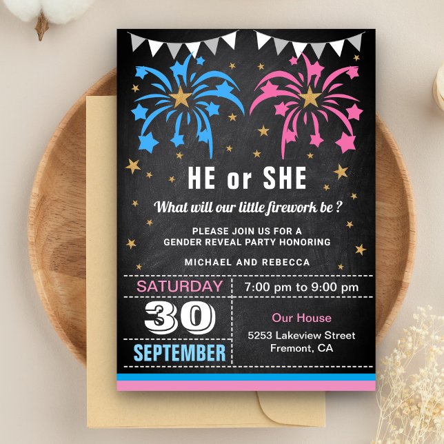 Fireworks Gender Reveal Party Invitation (Creator Uploaded)