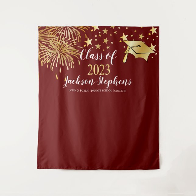 Fireworks Graduation Cap - Tassel Class of 2023 Tapestry (Front)