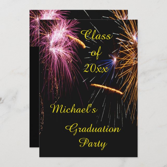Fireworks Graduation Party Invitation (Front/Back)