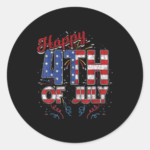 Fireworks Happy 4th of July US Flag American 4th o Classic Round Sticker
