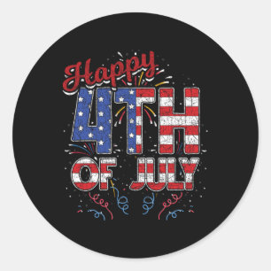Fireworks Happy 4th Of July Us Flag American 4th O Classic Round Sticker