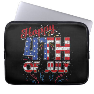 Fireworks Happy 4th of July US Flag American 4th o Laptop Sleeve