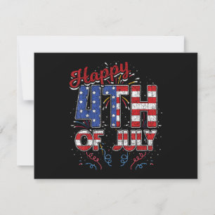 Fireworks Happy 4th of July US Flag American 4th o Thank You Card