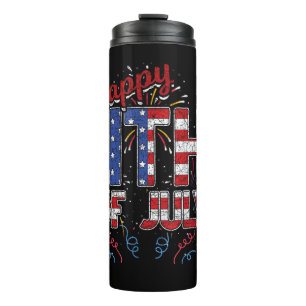 Fireworks Happy 4th of July US Flag American 4th o Thermal Tumbler