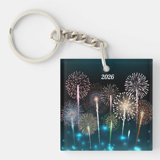  Fireworks Happy New Year 2026 Key Ring (Front)