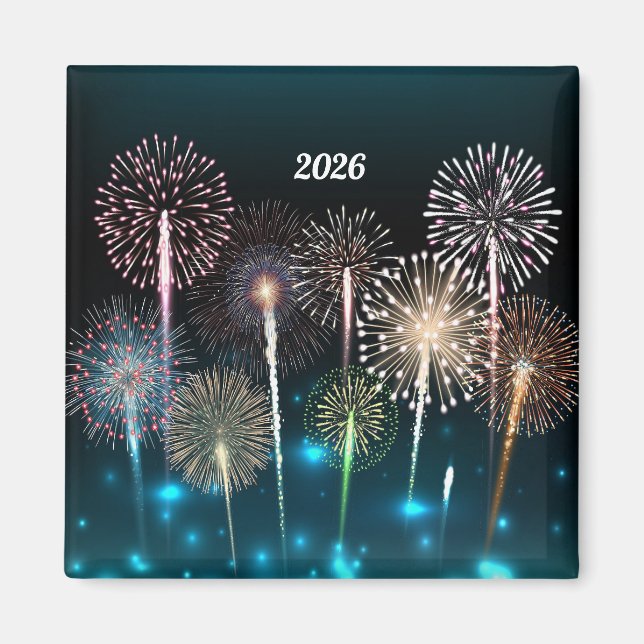  Fireworks Happy New Year 2026 Magnet (Front)
