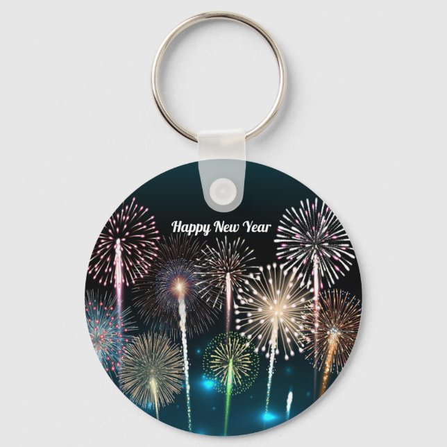  Fireworks Happy New Year Keychain (Front)