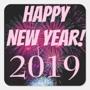 Fireworks Happy New Years 2019 Square Sticker