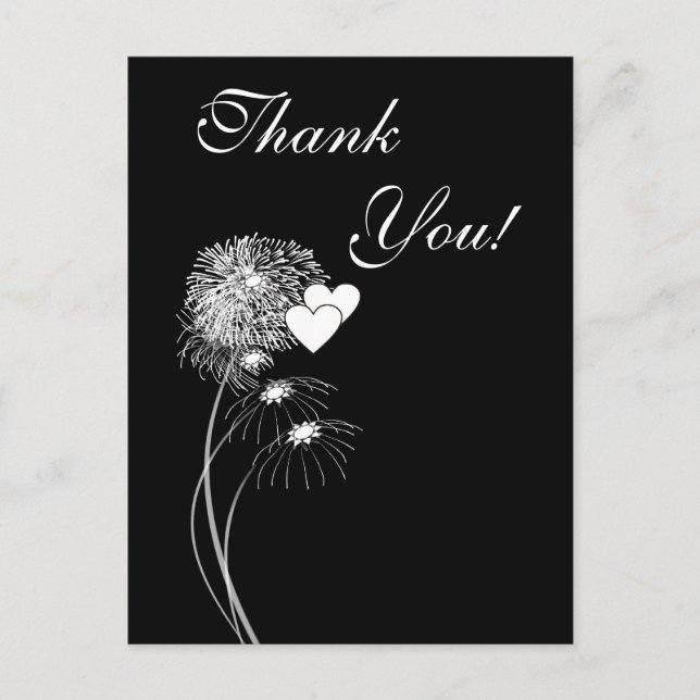 Fireworks & Hearts Thank You Postcard (Front)