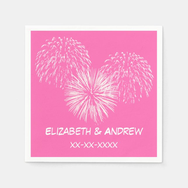 Fireworks, Hot Pink #2 Background, Name Monogram Napkin (Front)
