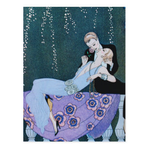 Fireworks in Paris Art Deco Postcard