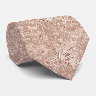 Fireworks in Pink and White on Rose Gold Neck Tie