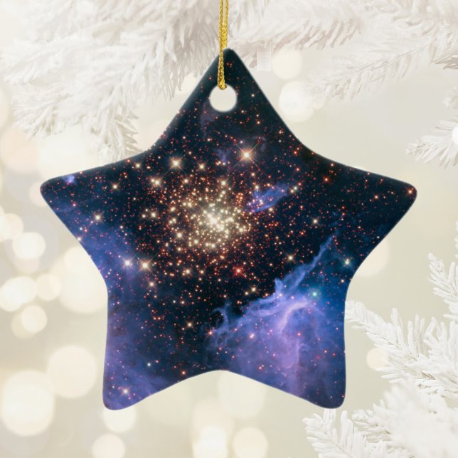 Fireworks in Space Celestial Star Ceramic Ornament (Fireworks in Space Celestial Star Ceramic Ornament)