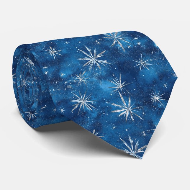 Fireworks in White on Royal Blue Tie (Rolled)