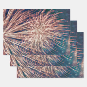Fireworks Independence Day Teal 4th Of July Wrapping Paper Sheet