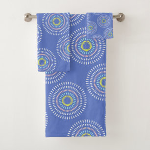 Fireworks Japanese Blue Bath Towel Set