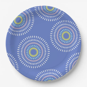 Fireworks Japanese Blue Paper Plate