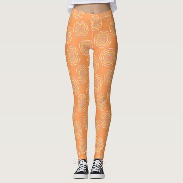 Fireworks Japanese Orange Leggings (Front)