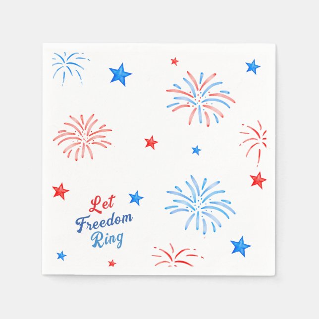 Fireworks July 4th Independence Day Patriotic Napkin (Front)