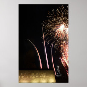 Fireworks light up the Air Force Memorial Poster