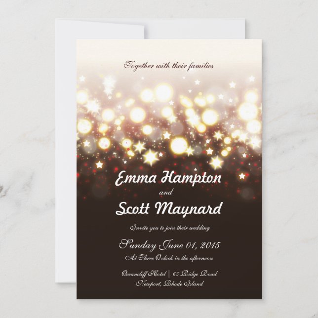 Fireworks lights and stars classic wedding invite (Front)