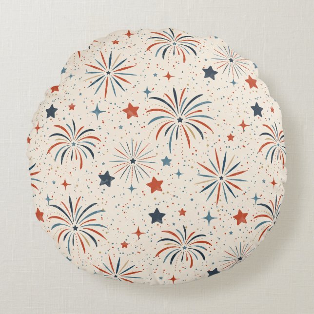 Fireworks n Stars Round Cushion (Front)