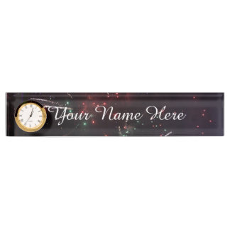 Fireworks Name Plate with Clock