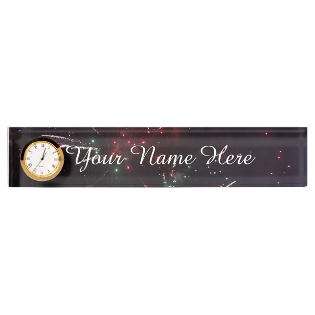 Fireworks Name Plate with Clock (Front)