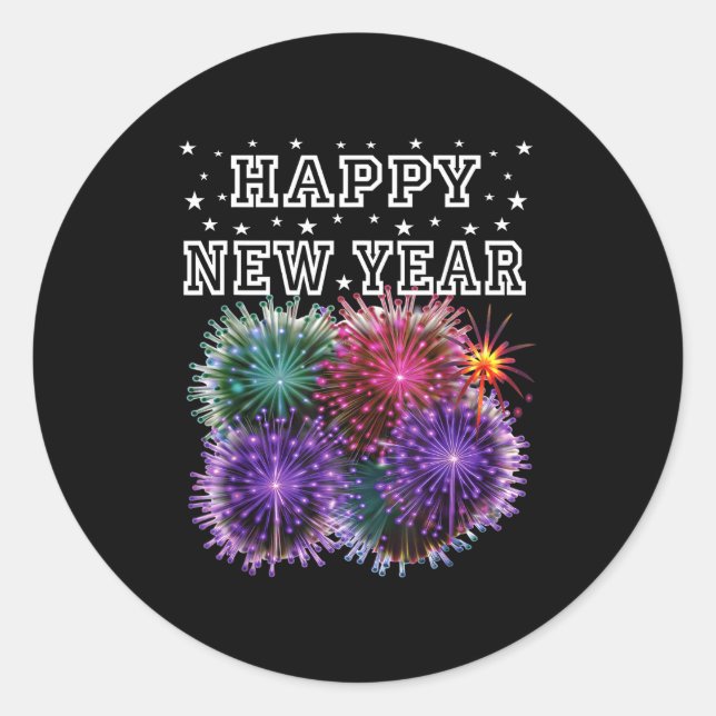 Fireworks New Year's Eve Party  Classic Round Sticker (Front)