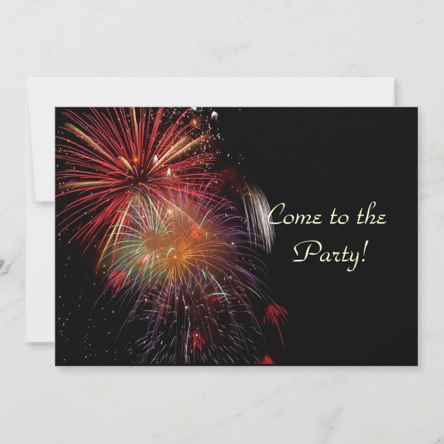 Fireworks New Years Eve Party Invitation Cards (Front)