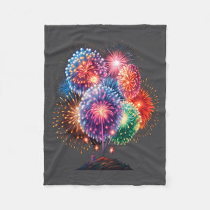 Fireworks New Year's Eve Party Long Sleeve  Fleece Blanket