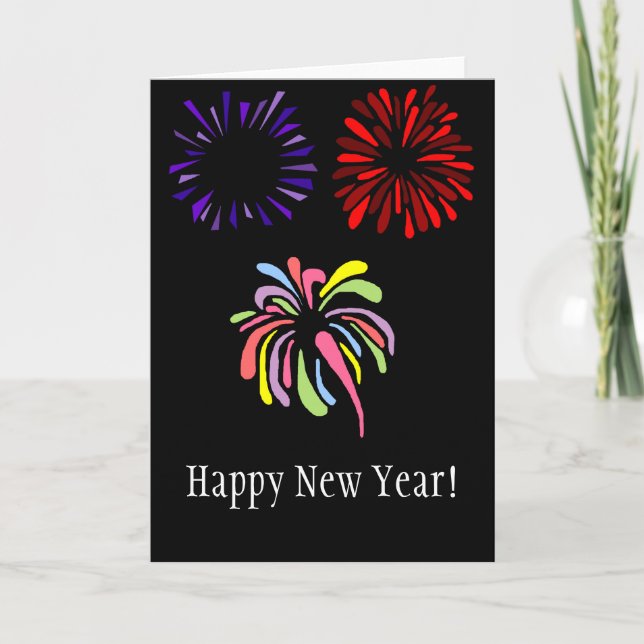 Fireworks on black blank card (Front)