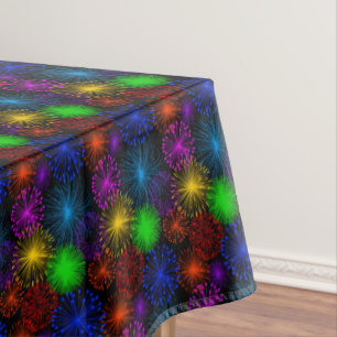 Fireworks on Black New Year Eve Party  Tablecloth