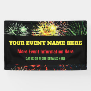 Fireworks on Black with Event Information Banner