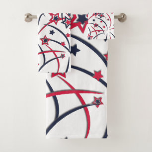 Fireworks on Red White Blue Bath Towel Set
