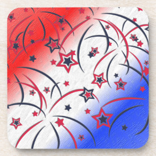 Fireworks on Red White Blue Coaster