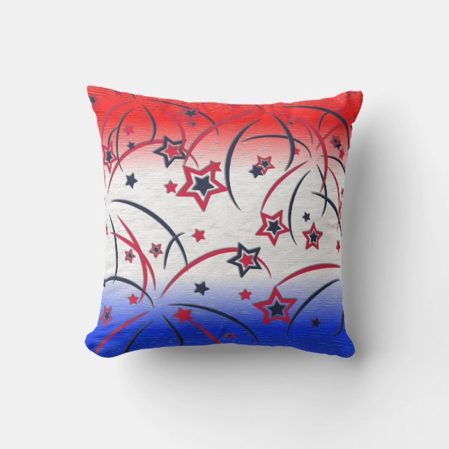 Fireworks on Red White Blue Cushion (Front)