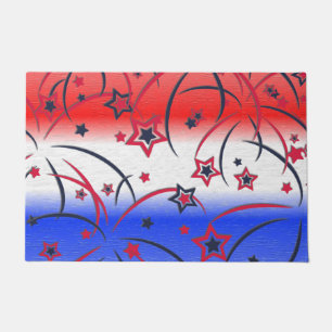 Fireworks on Red White Blue Doormat