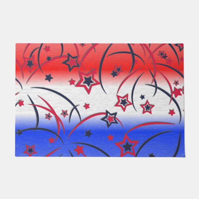 Fireworks on Red White Blue Doormat (Front)