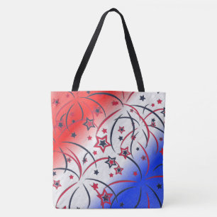 Fireworks on Red White Blue Tote Bag