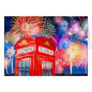 Fireworks Over A British Phone Booth
